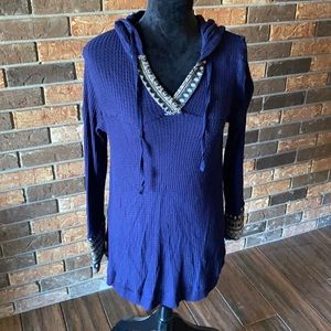 Size sm navy hooded thermal with detail cuffs NWT
